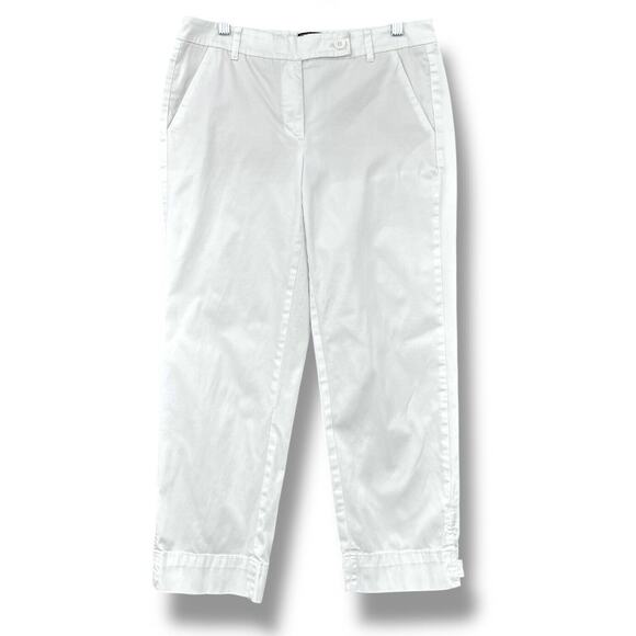 Talbots White Pockets Button Zipper Belt Loops Cropped‎ Chinos Pants Size 4 - Picture 1 of 8